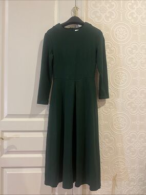 LK Bennett Women's Dark Green Long Sleeve Midi Dress